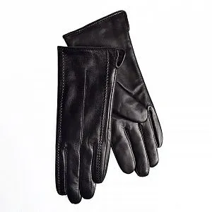 Перчатки жен черн 125 S кожа/байка