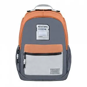 Ранец BG-2383 сер/рыжий текстиль
