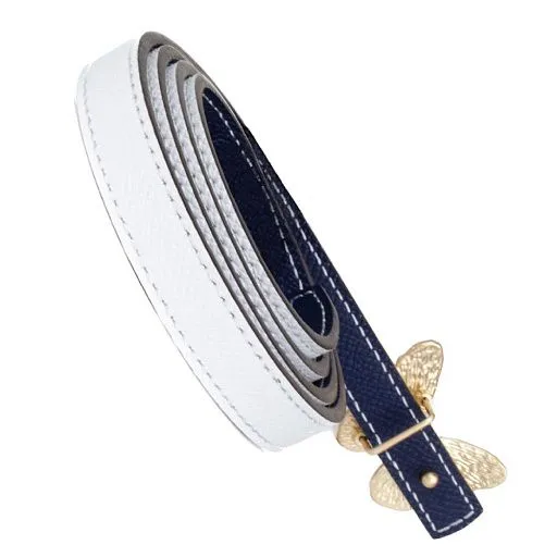 Ремень W-01-1.4 бел/син. нат.кожа CS